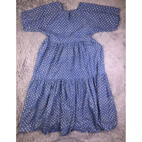 Christy Dawn Theo Dress Womens Small Blue Indigo Petunia Dot Midi Tiered Cottage - Picture 16 of 16
